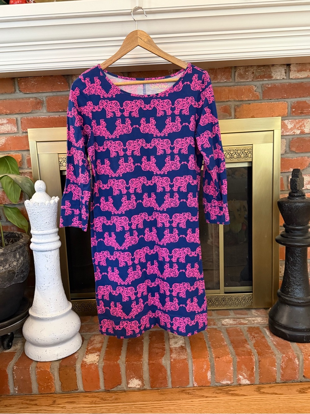 Lilly Pulitzer Elephant Print Dress | Navy & Pink Shift Dress | Women’s M